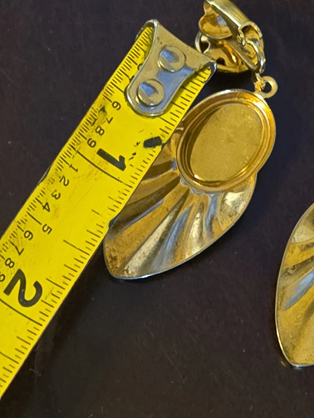 Gold Tone Drop Earrings with Black Stone Accent